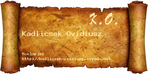 Kadlicsek Ovidiusz névjegykártya